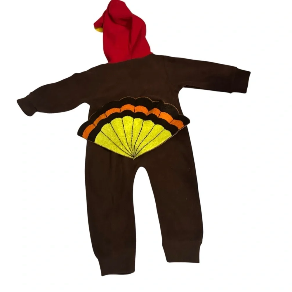 Brown and Red Animal Hooded Turkey Onesie
